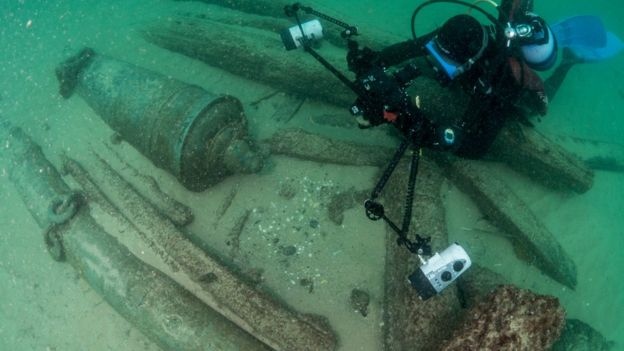 Image result for Chinese porcelain from the late 16th and early 17th centuries was also among the wreck, as were bronze artillery pieces